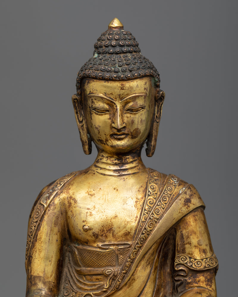 13.7" Antique Shakyamuni Buddha Statue | Handmade in Nepal