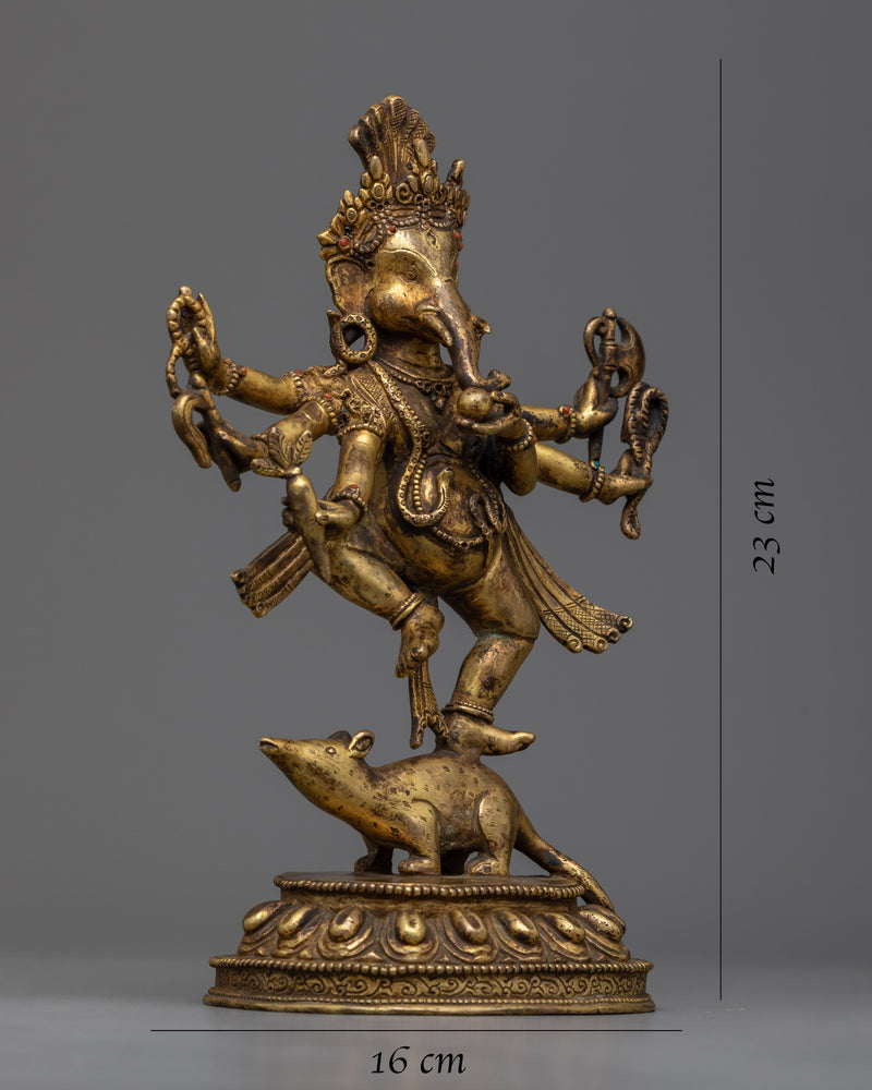 9 Inch Ganesha Statue | Antique Finish Elephant Headed Deity