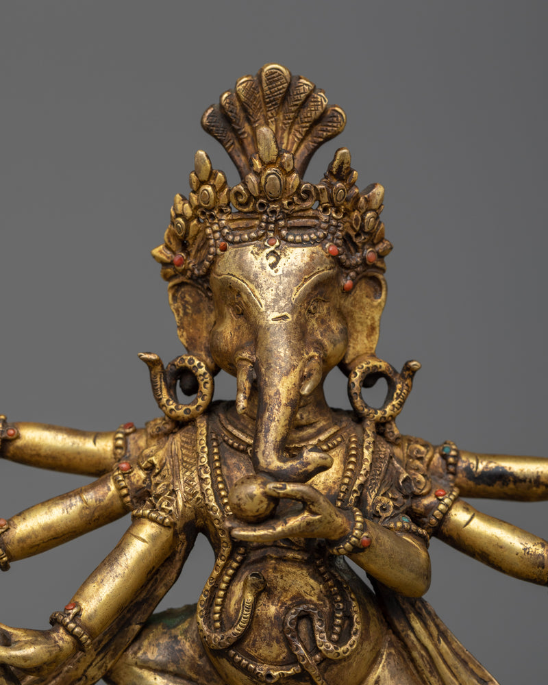 9 Inch Ganesha Statue | Antique Finish Elephant Headed Deity