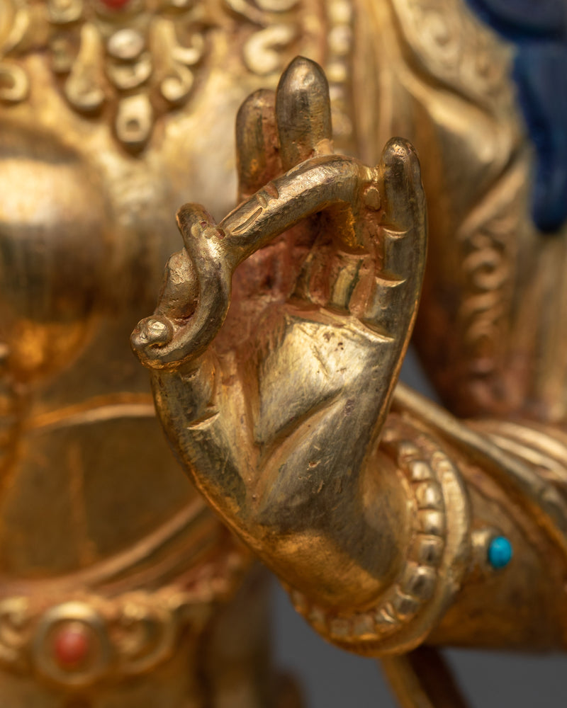 Green Tara Statue in Gold | Enlightened Female Buddha