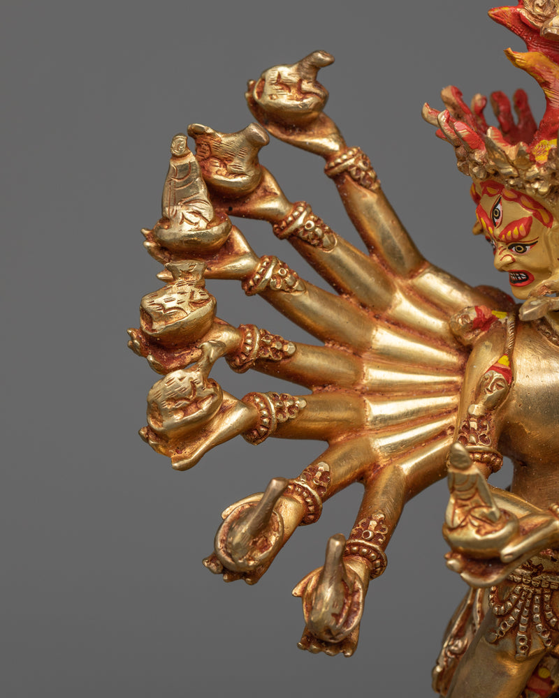 Hevajra Statue | 24k Gold Gilded Copper | Spiritual Shrine Centerpiece