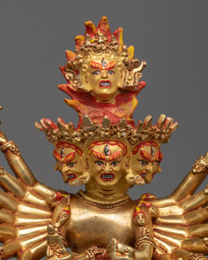 Hevajra Statue | 24k Gold Gilded Copper | Spiritual Shrine Centerpiece