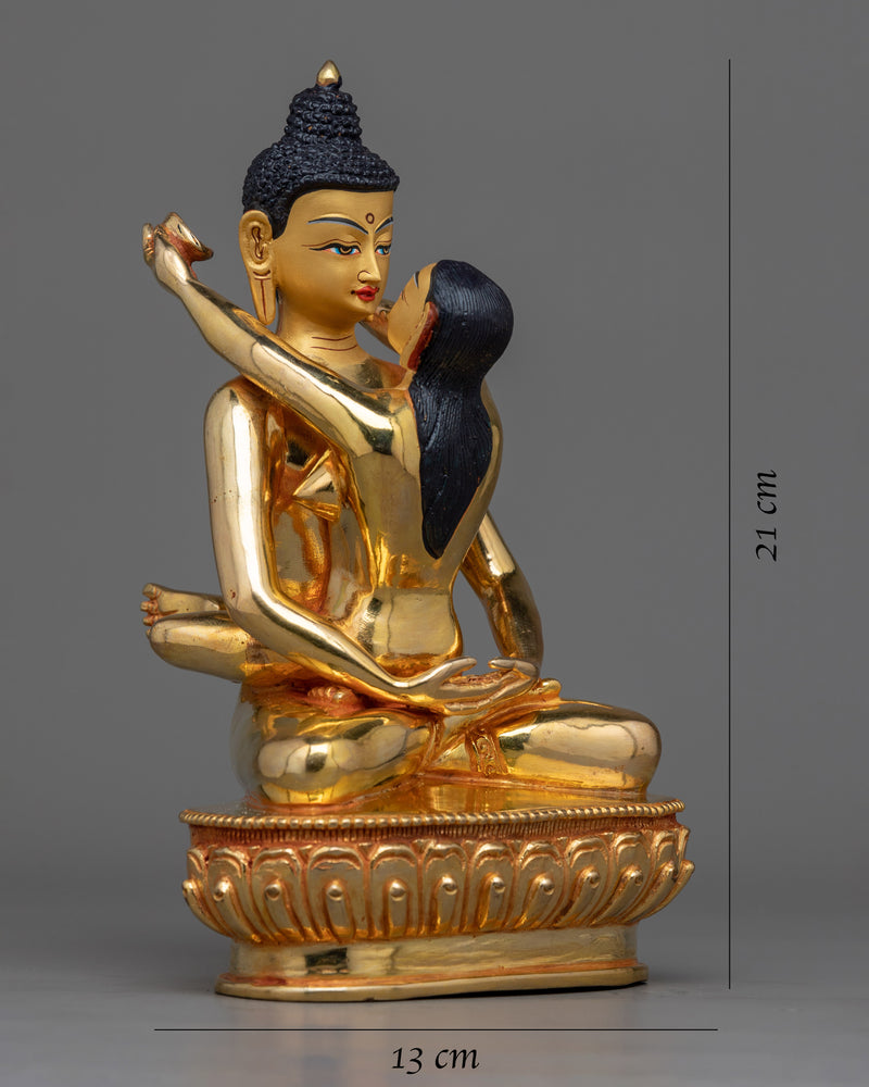 Samantabhadra With Consort Gold Statue | Handmade Figure in Union