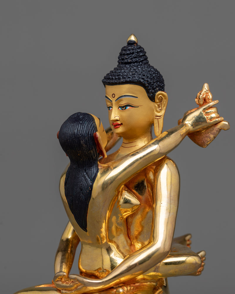 Samantabhadra With Consort Gold Statue | Handmade Figure in Union