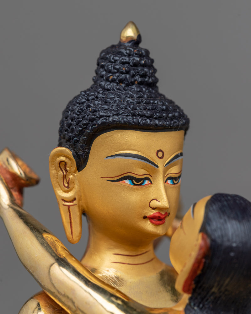 Samantabhadra With Consort Gold Statue | Handmade Figure in Union