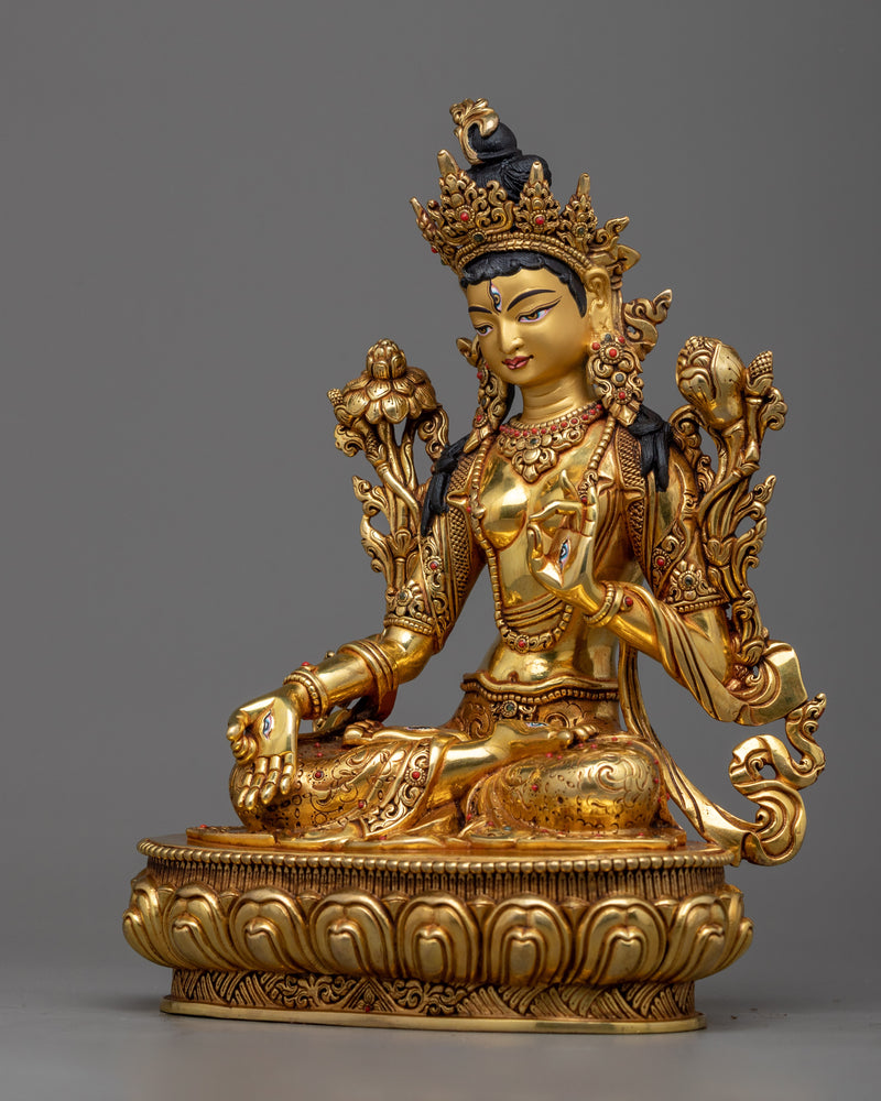 Premium White Tara Statue | 10.2 Inches Sculpture of Long Life Deity