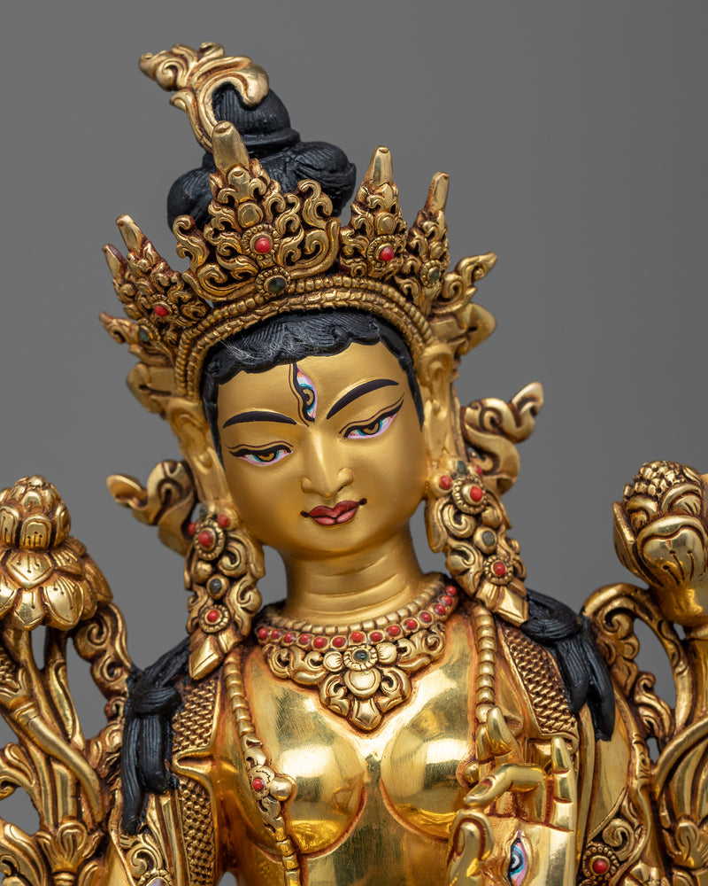 Premium White Tara Statue | 10.2 Inches Sculpture of Long Life Deity