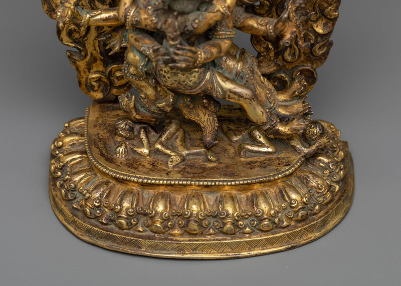 Vajrakilaya Antique Finished Statue | Tibetan Dorje Phurba Yab-Yum Sculpture