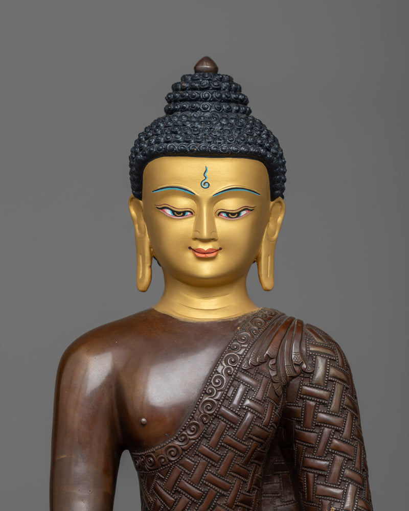 11 Inch Shakyamuni Buddha Statue | Gold Face Painted Sculpture