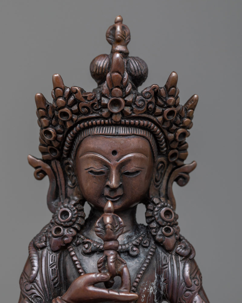 Vajrasattva Small Statue | Hand-Carved on Oxidized Copper