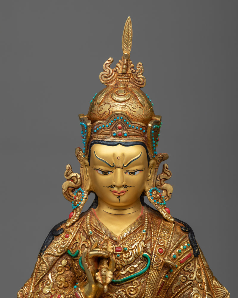 Guru Rinpoche Intricately Carved Statue | Precious Teacher Of Tibetan Buddhism