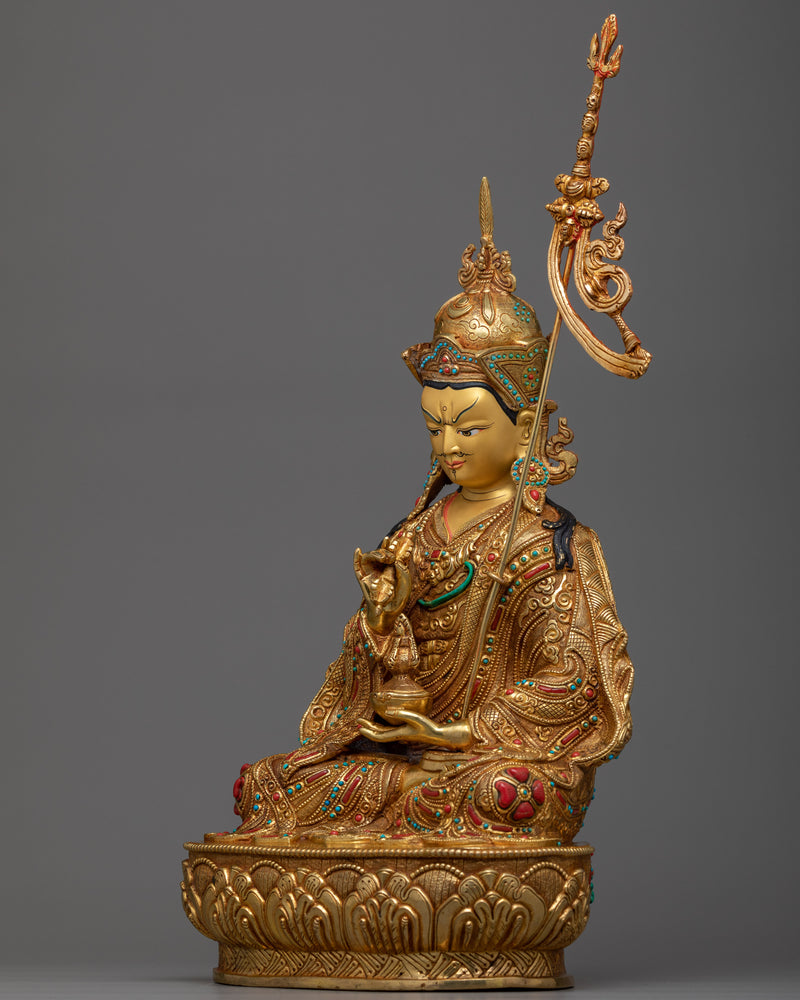 Guru Rinpoche Intricately Carved Statue | Precious Teacher Of Tibetan Buddhism