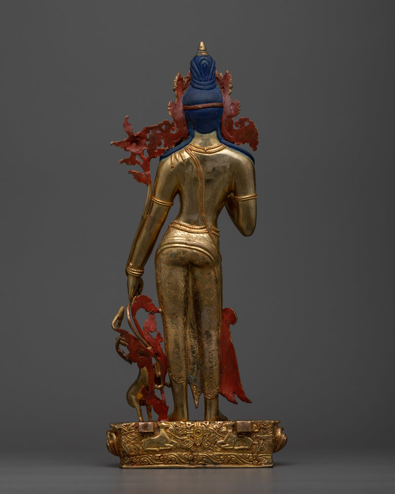 Standing Chenrezig Gold Statue | 24k Gold Gilded Fine Asian Art