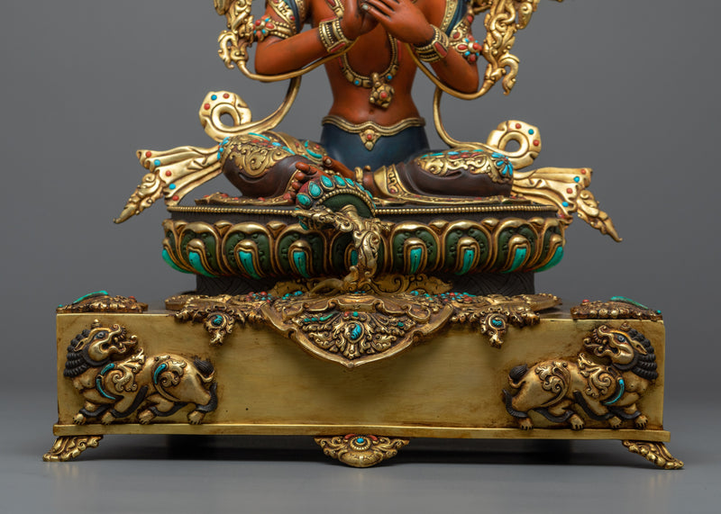 Red Manjushri Tikshna Statue | Uncover Wisdom with Our Exquisite Sculpture