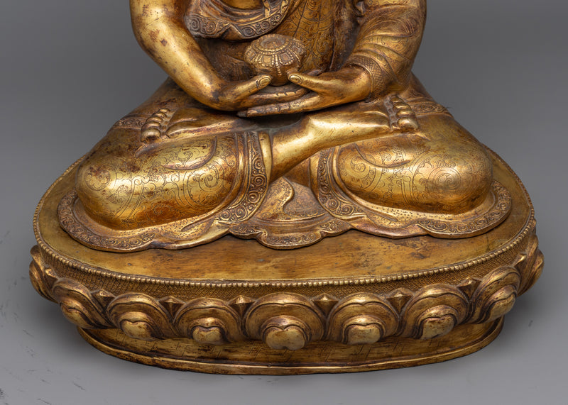 Amitabha Buddha Antique Finish Statue | Handmade Buddha of Infinite Light Sculpture