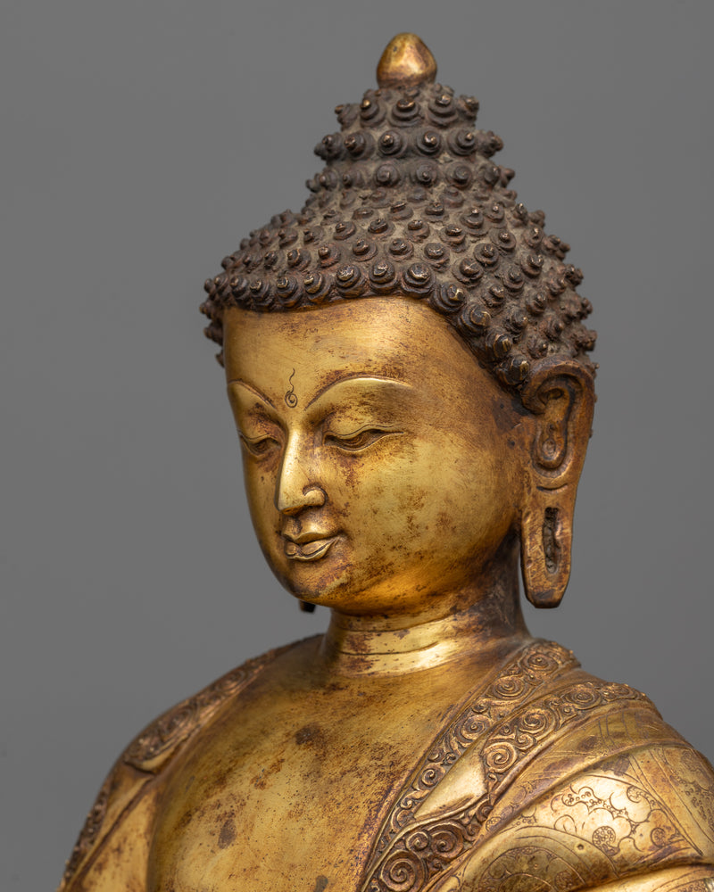 Amitabha Buddha Antique Finish Statue | Handmade Buddha of Infinite Light Sculpture