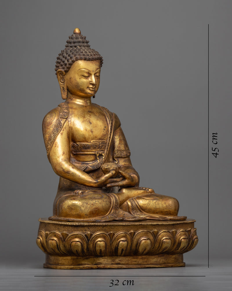 Amitabha Buddha Antique Finish Statue 