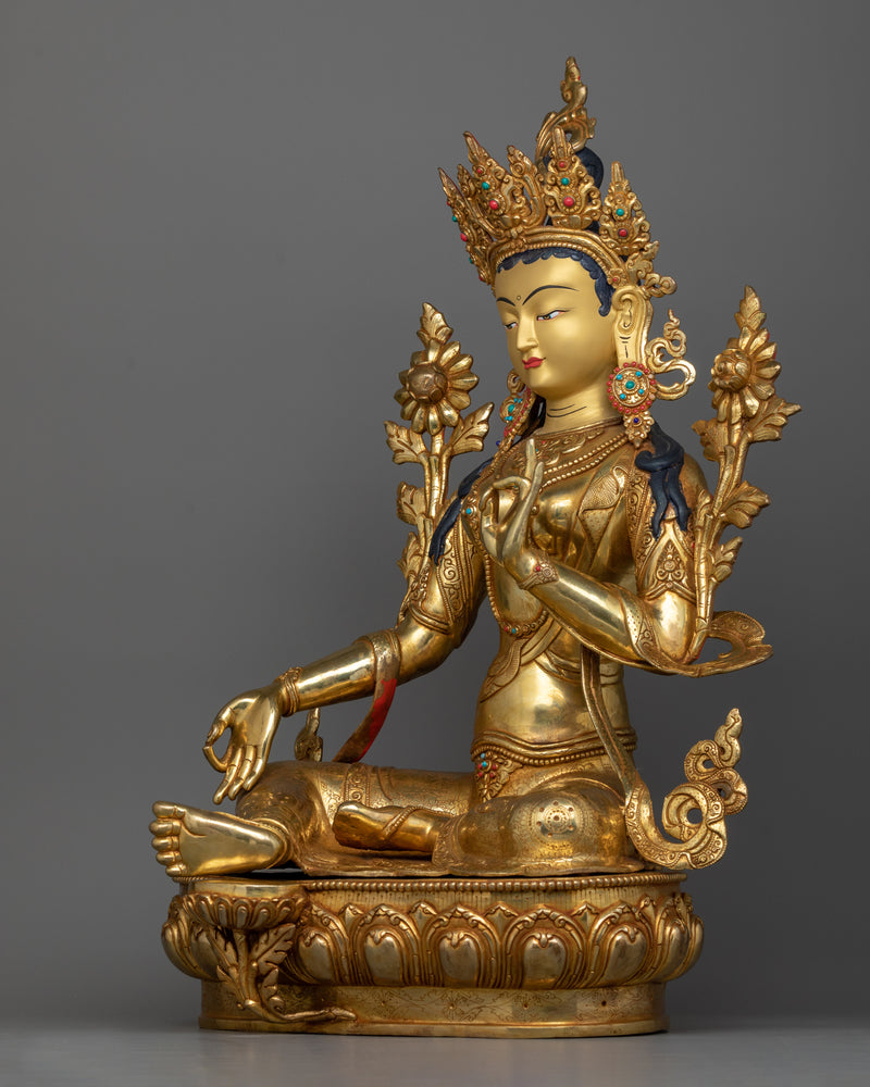 green-tara-golden-statue