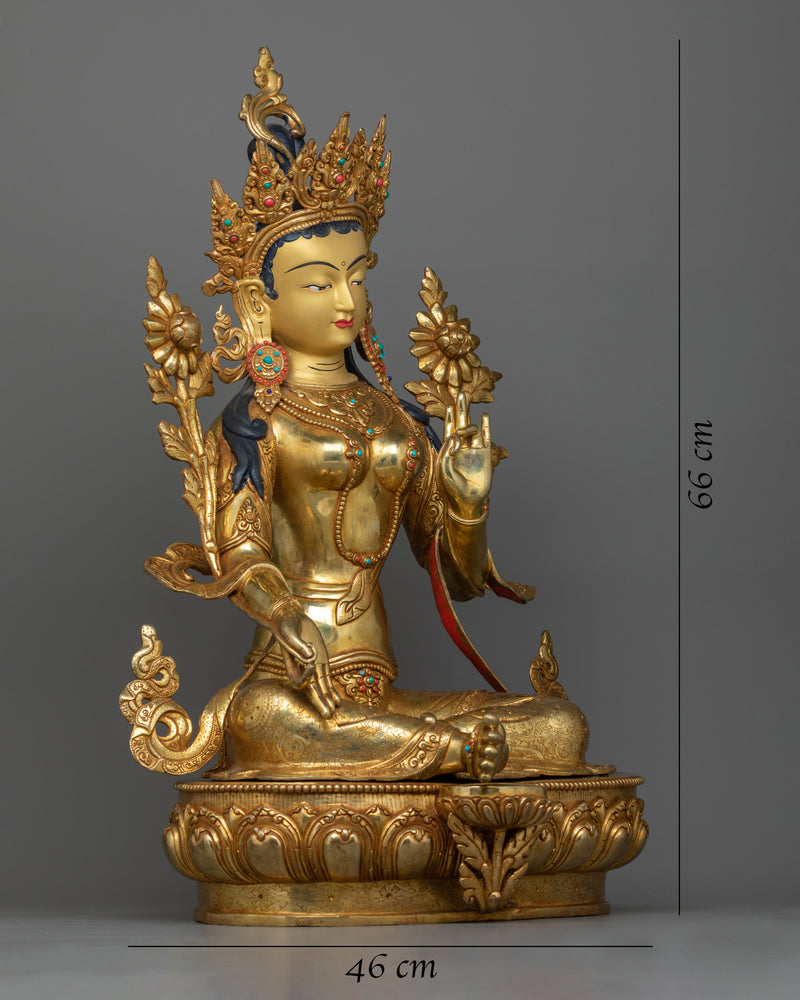 green-tara-golden-statue