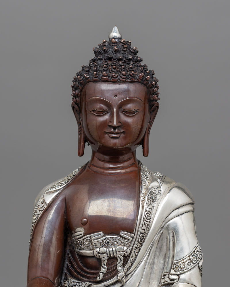 silver plated buddha statue 