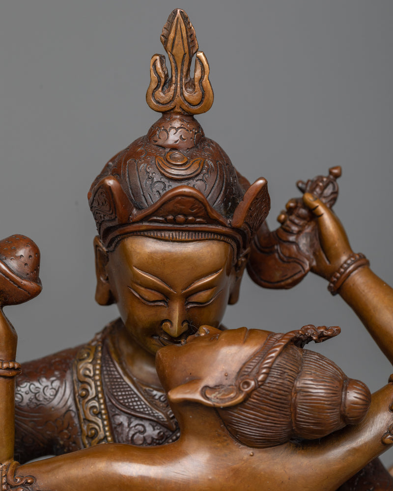 Guru Rinpoche Yab Yum Statue | Himalayan Oxidized Sculpture