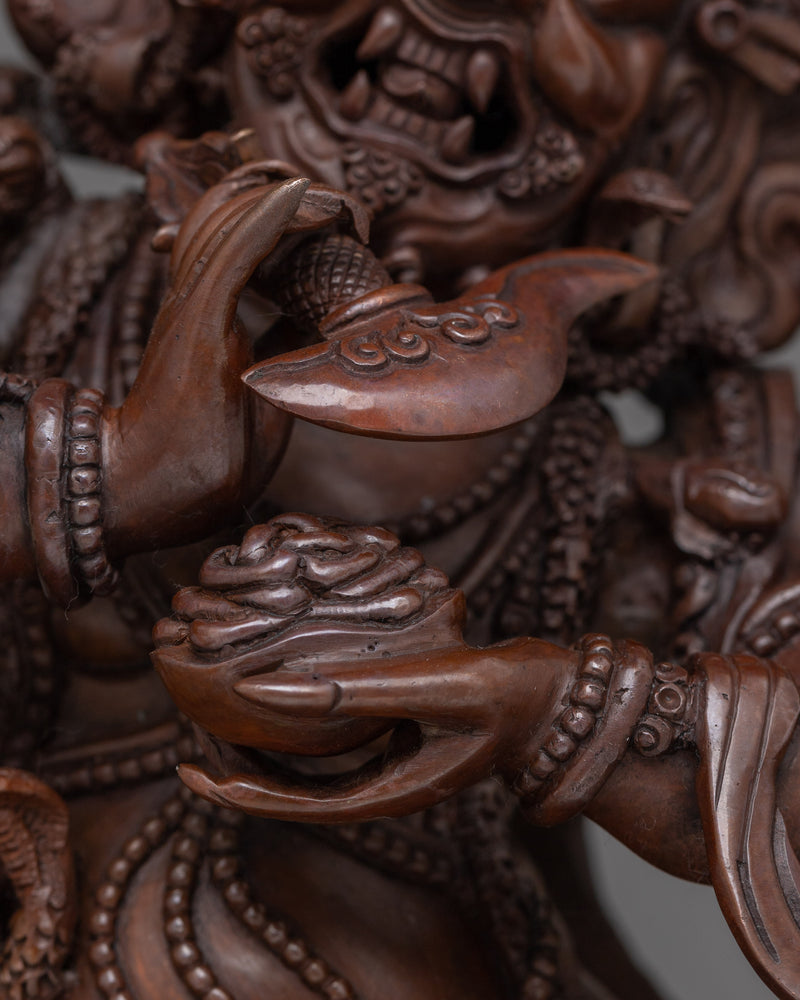 Six-Armed Mahakala Sculpture | Himalayan Oxidized Art