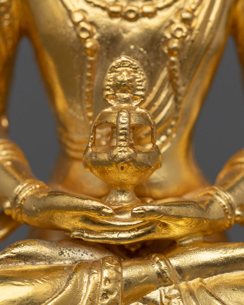 Small Scale Amitayus Statue | 24K Gold Electroplated Symbol of Longevity