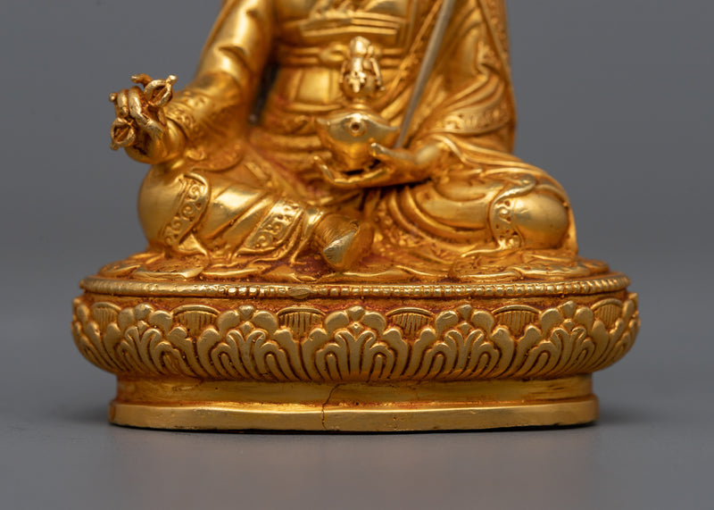 Miniature Guru Rinpoche Sculpture | 24K Gold Electroplated Spiritual Master