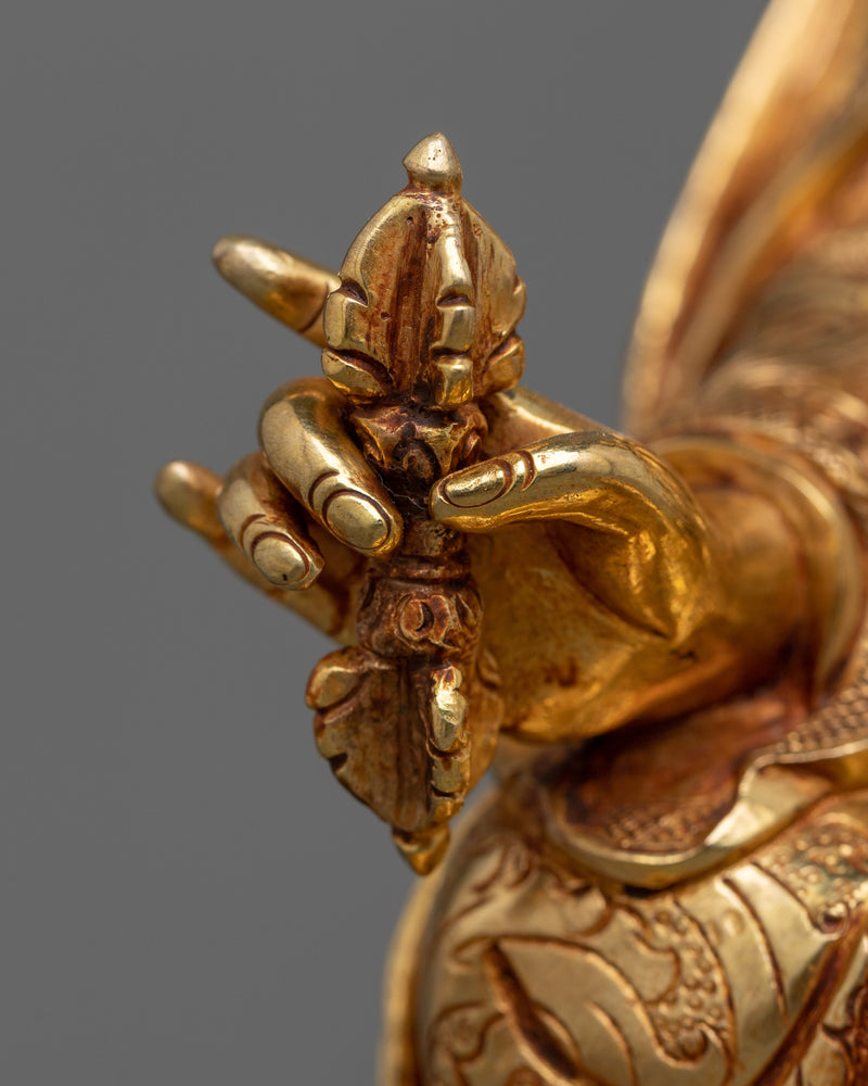 Dusum Sangye Guru Rinpoche Sculpture | Elegance in 24K Gold and Copper