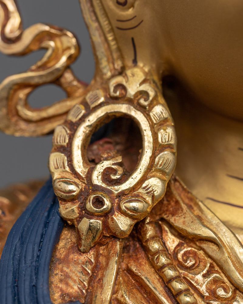 Dusum Sangye Guru Rinpoche Sculpture | Elegance in 24K Gold and Copper