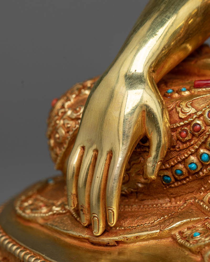 Shakyamuni Buddha Spiritual Sculpture | Beacon of Enlightenment | 24K Gold-Gilded Art