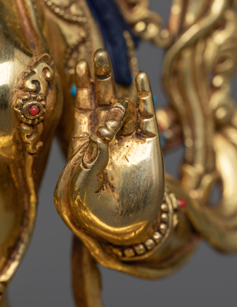 Green Tara Goddess Statue | 24K Gold Gilded Embodiment of Compassion