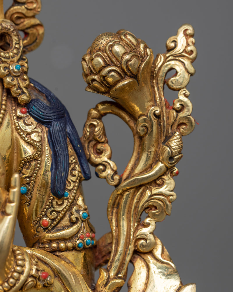 Green Tara Goddess Statue | 24K Gold Gilded Embodiment of Compassion