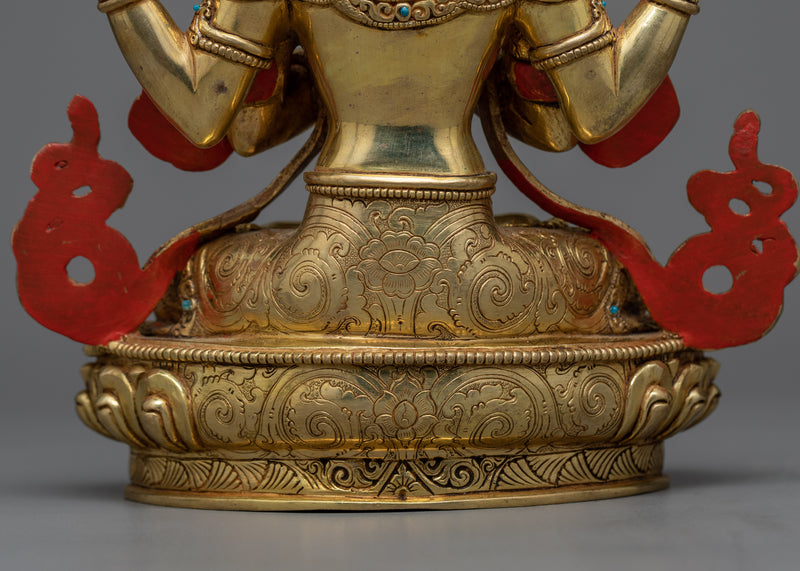 Aloka Chenrezig Sculpture | Divine Compassion in 24K Gold