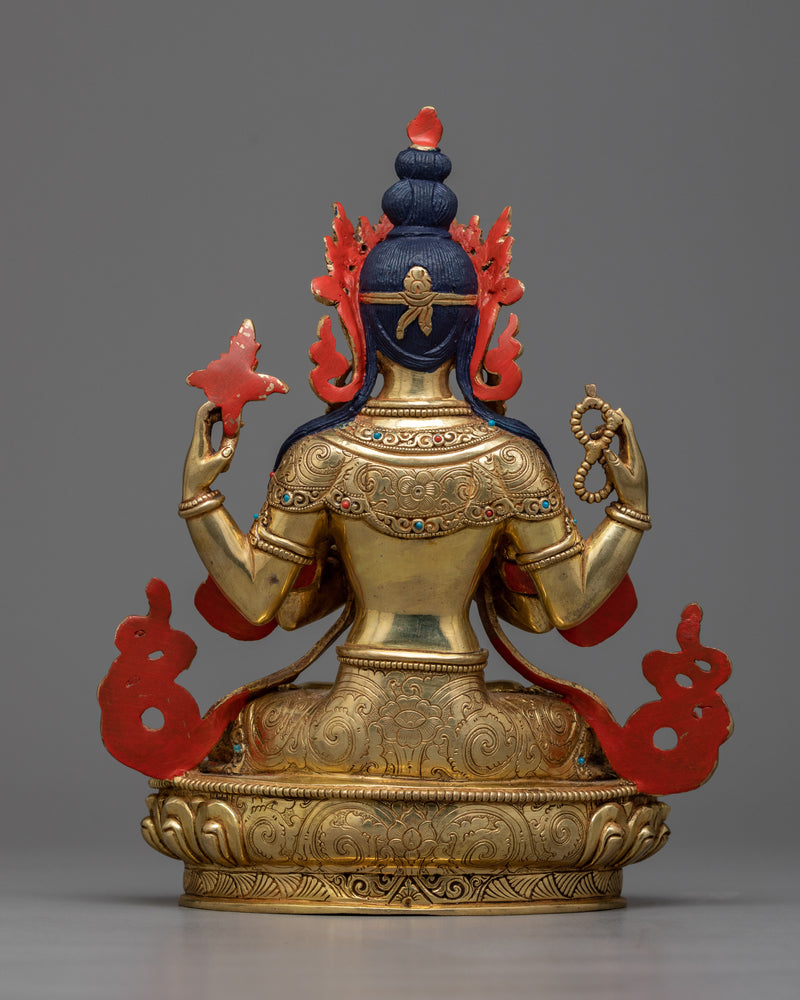 Aloka Chenrezig Sculpture | Divine Compassion in 24K Gold