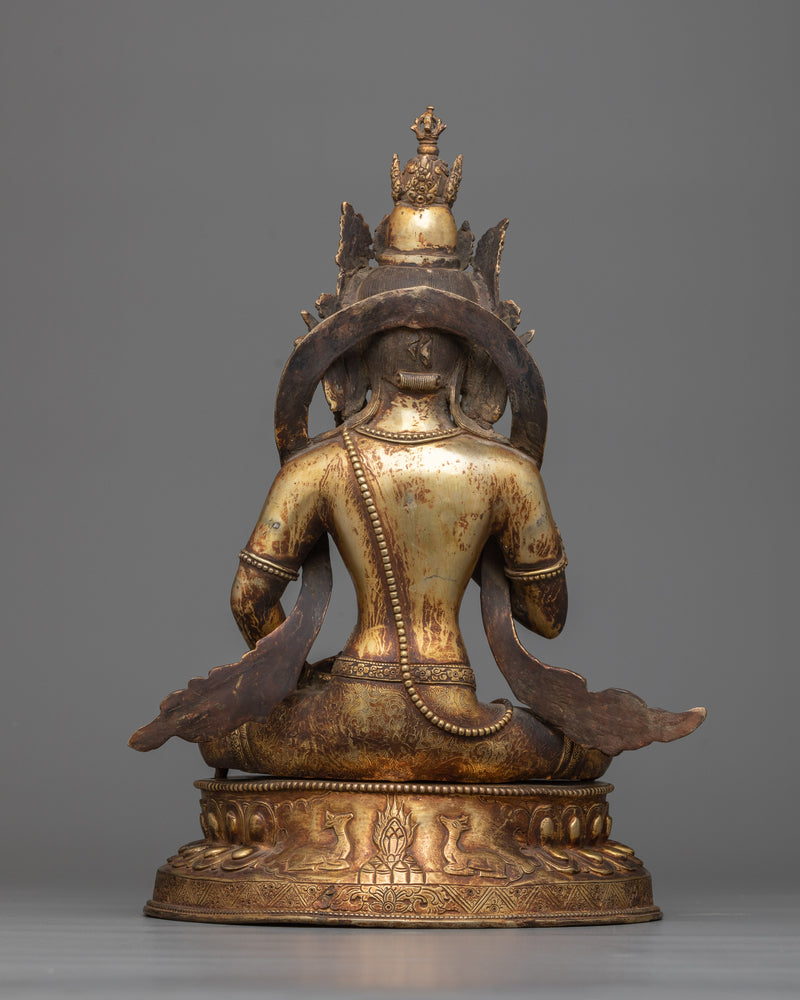 Vajrasattva Meditation Statue | 24K Gold Gilded Antique Finish