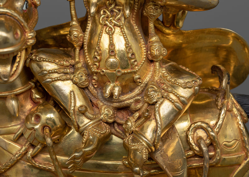 Majestic Paldan Lhamo Statue | 24K Gold Gilded Protector