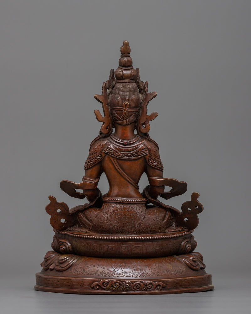 Amitayus Oxidized Copper Statue | Buddha of Longevity