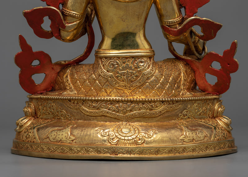 Graceful Green Tara Art in 24K Gold | Symbol of Compassion and Protection