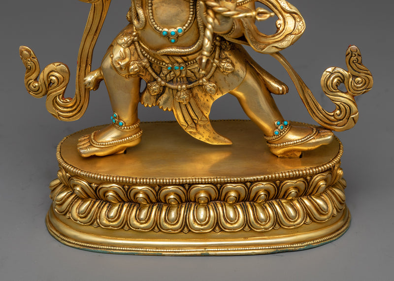 Puja Vajrapani Statue in 24K Gold | A Symbol of Spiritual Power