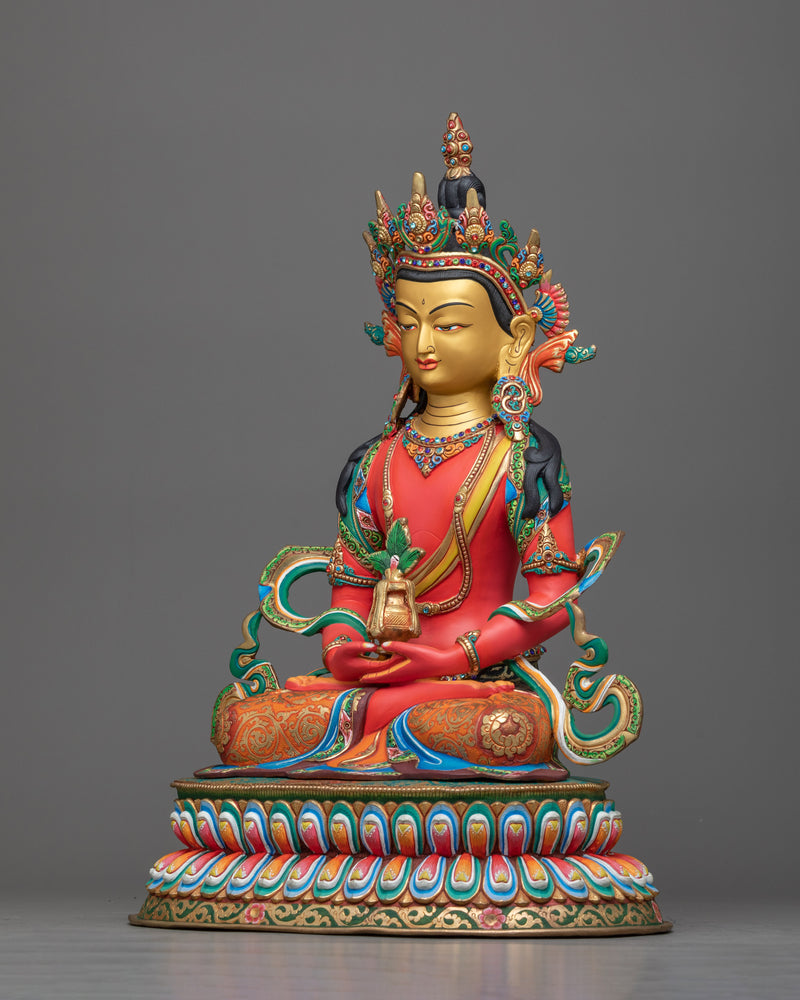 red painted amitayus statue