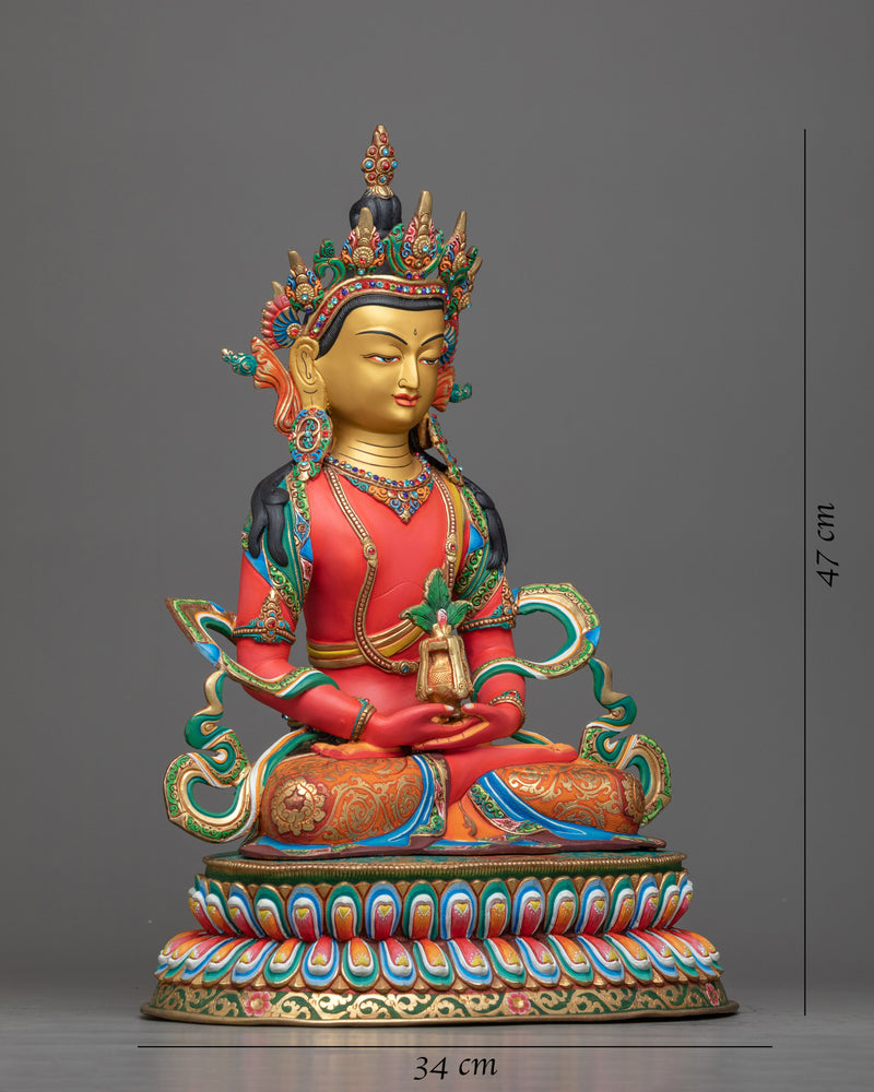 red painted amitayus statue