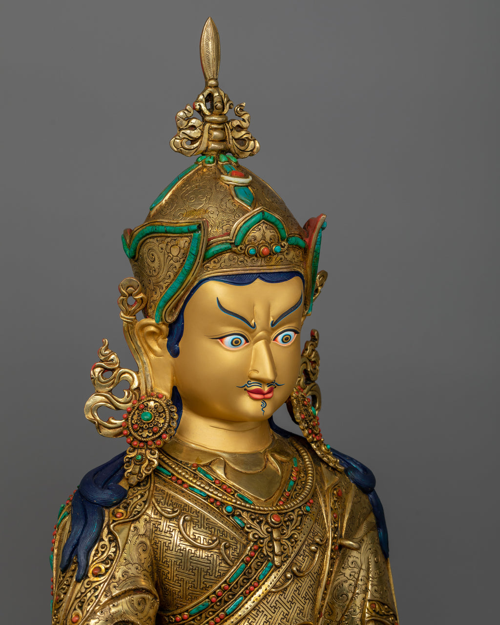 Regal Guru Rinpoche Tibetan Buddha Statue | Nepalese Century Old Craft