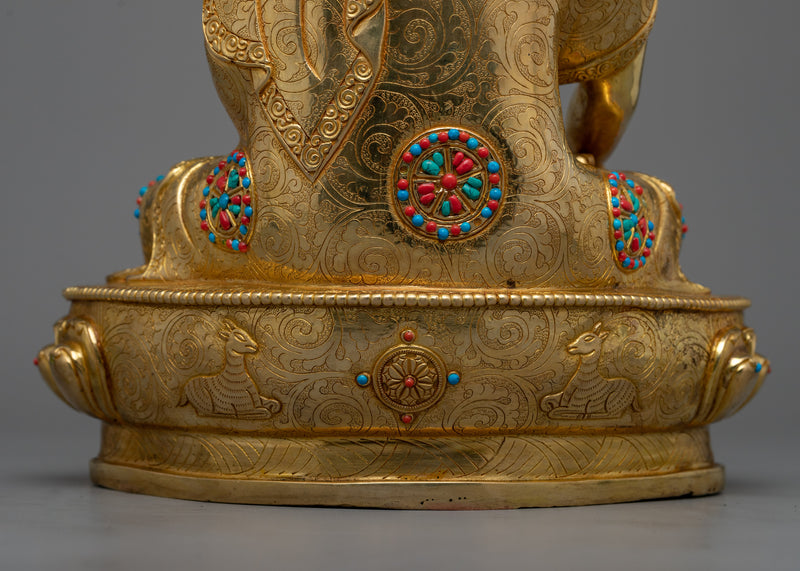 13-Inch Shakyamuni Buddha Statue | Traditionally 24K Gold Gilded