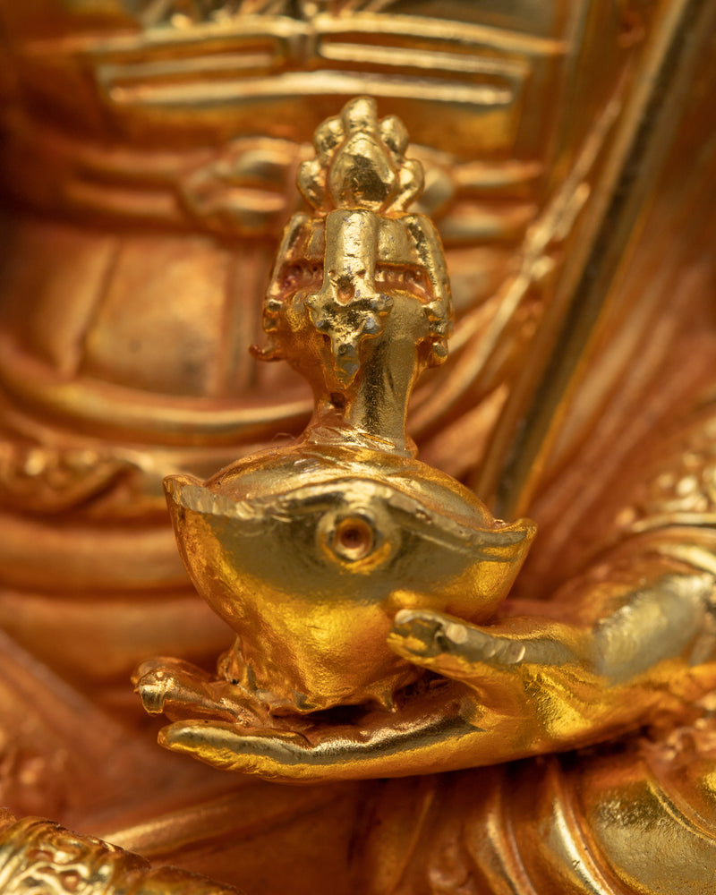 Compact Guru Rinpoche Statue | 24K Gold Electroplating