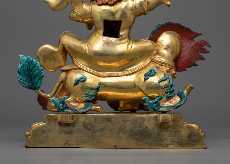 Mahakala Dorje Legpa Statue in 24K Gold | Protector of Dharma