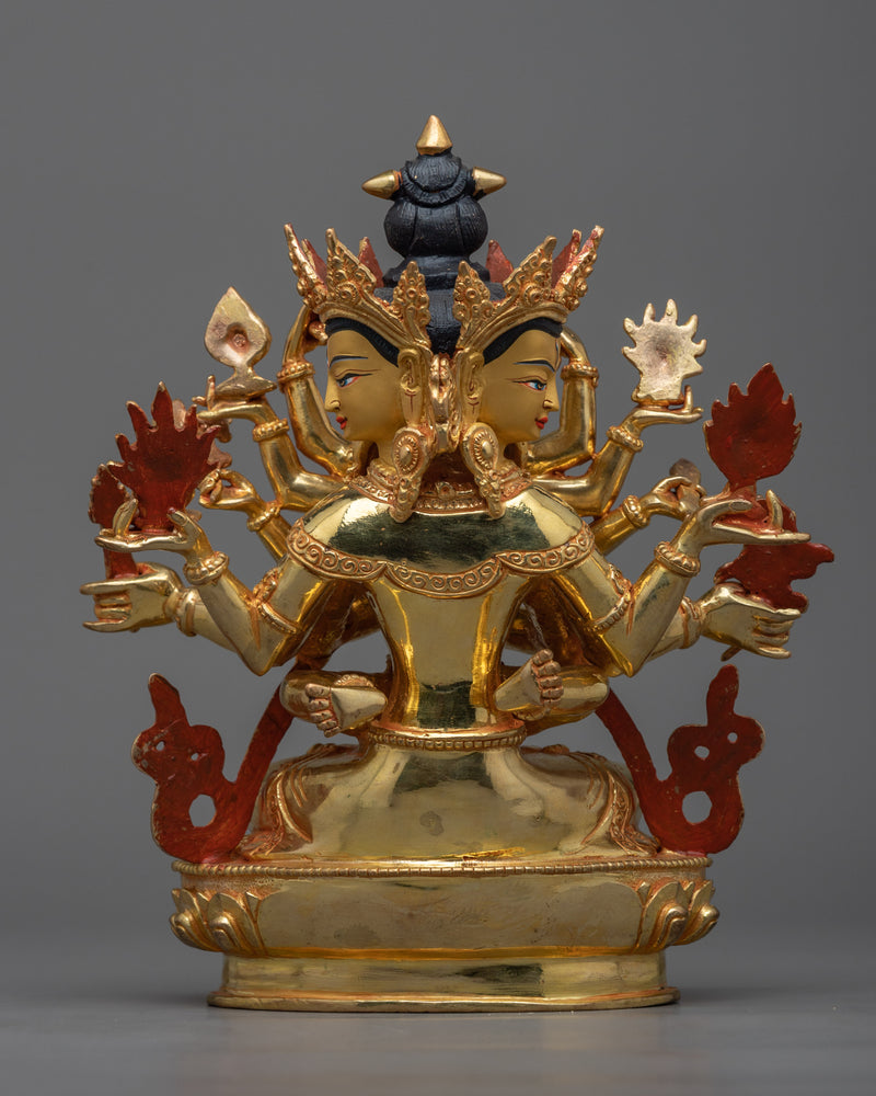 Guhyasamaja Sculpture in 24K Gold | Mystical Union of Wisdom and Compassion