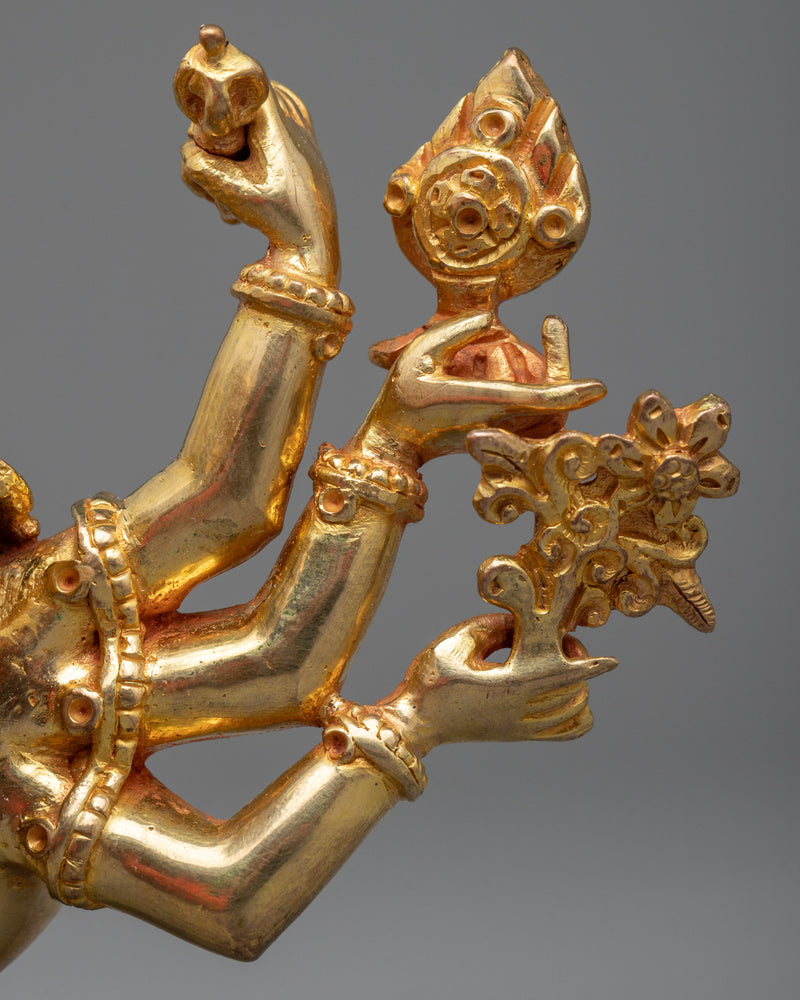 Guhyasamaja Sculpture in 24K Gold | Mystical Union of Wisdom and Compassion