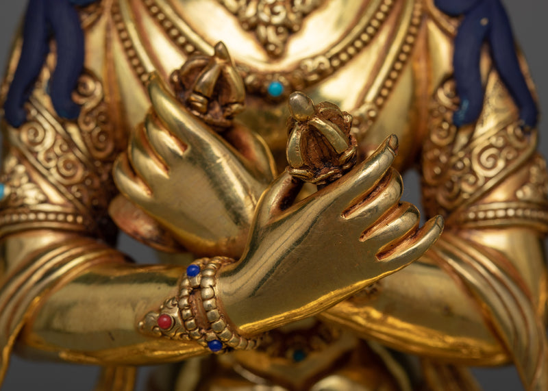 Primordial Buddha Vajradhara Statue | 24K Gold Gilded Emblem of Ultimate Reality