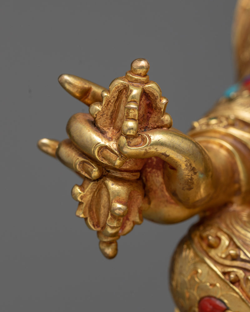 Guru Rinpoche Gilt Statue | Spiritual Guide in 24K Gold Splendor